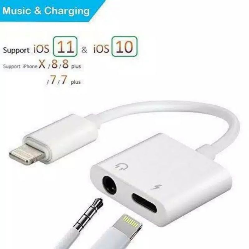 Jual Lightning iPhone 2in1 Sambungan Konektor Charger Handfree