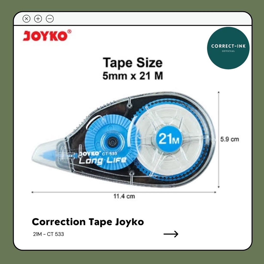 Jual Tip Ex Kertas Joyko CT-533 21 meters / Correction Tape