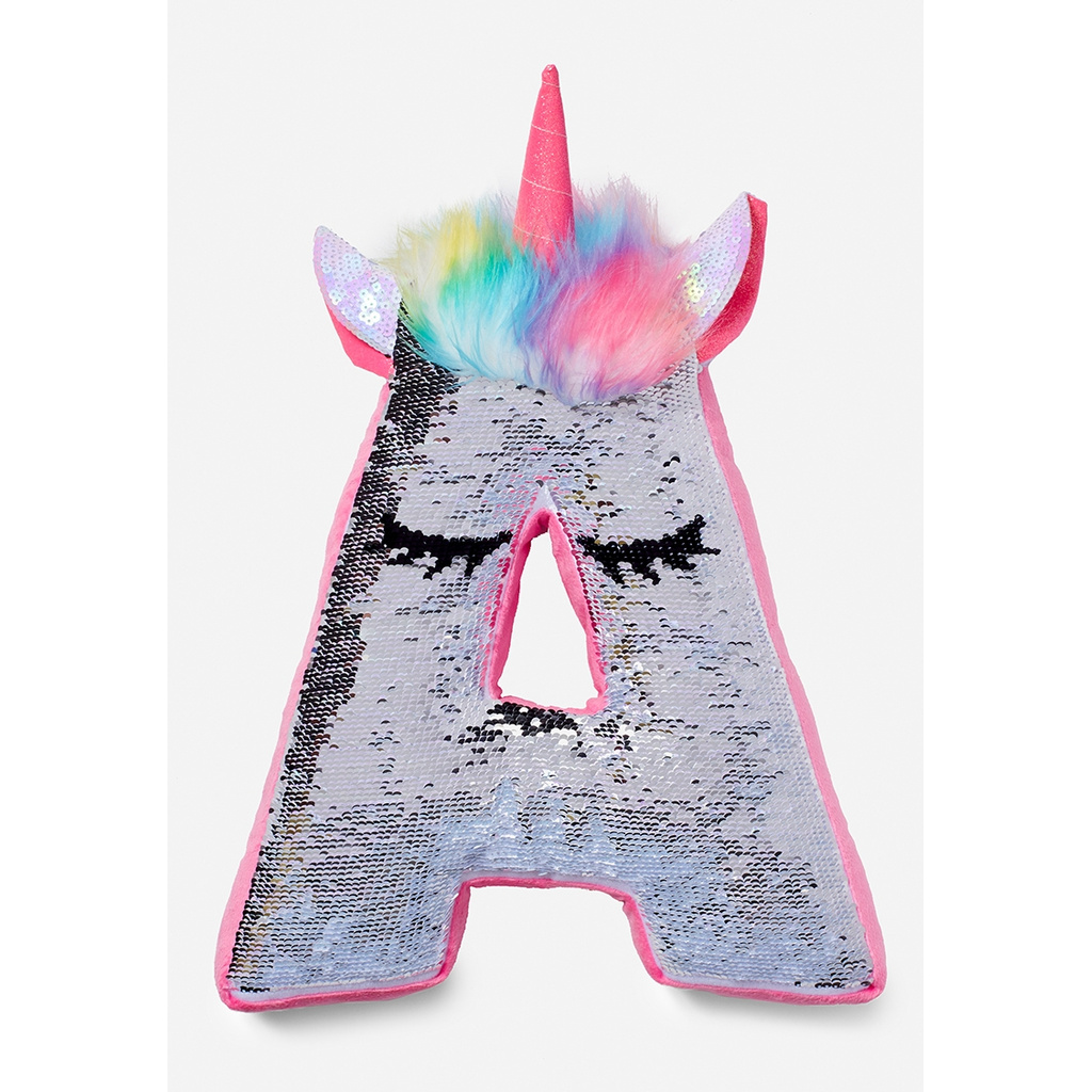 Justice unicorn outlet initial pillow