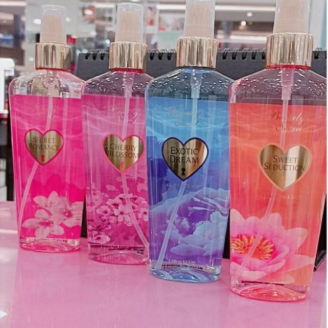 Beverly s Secret Body Mist Original 100 Vanilla Sparkle Cherry Blossom Exotic Bloom Sparkling Beauty Secret Romance