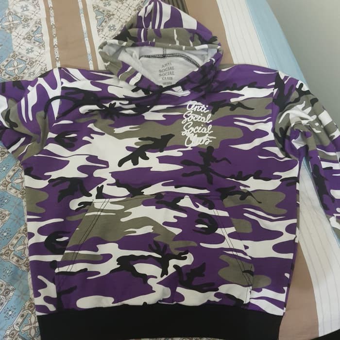 Anti social social outlet club purple camo hoodie