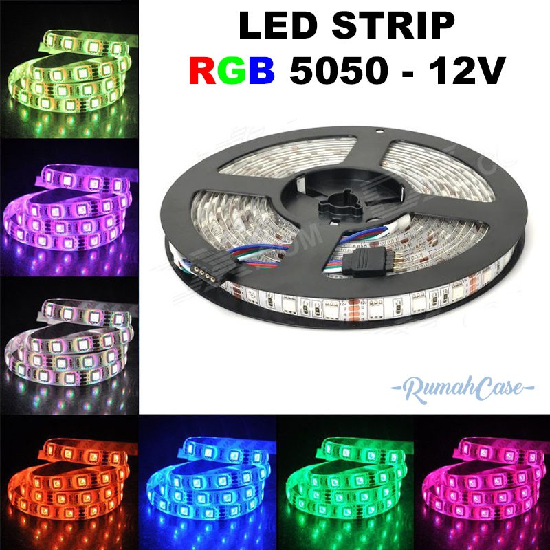 Jual LED Strip RGB 5050 12v ecer per 5 / 50cm / meter / rol ip44