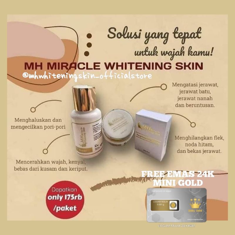 Jual FREE EMAS Official Store MH Miracle Whitening Skin Sepaket