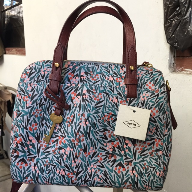 Jual tas fossil rachel satchel blue floral nwt original Shopee