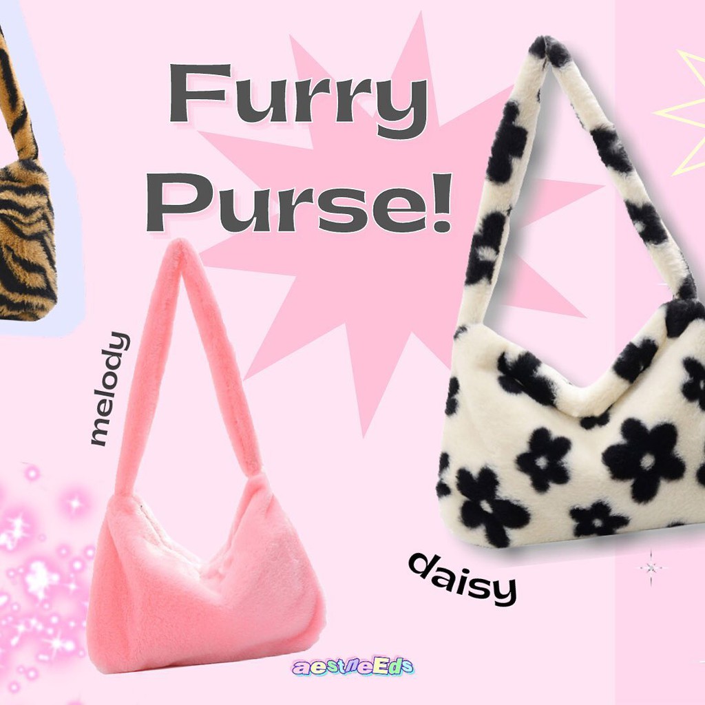 Jual FURRY PURSE AESTNEEDS Daisy Fluffy Y2k Aesthetic Medium Fur