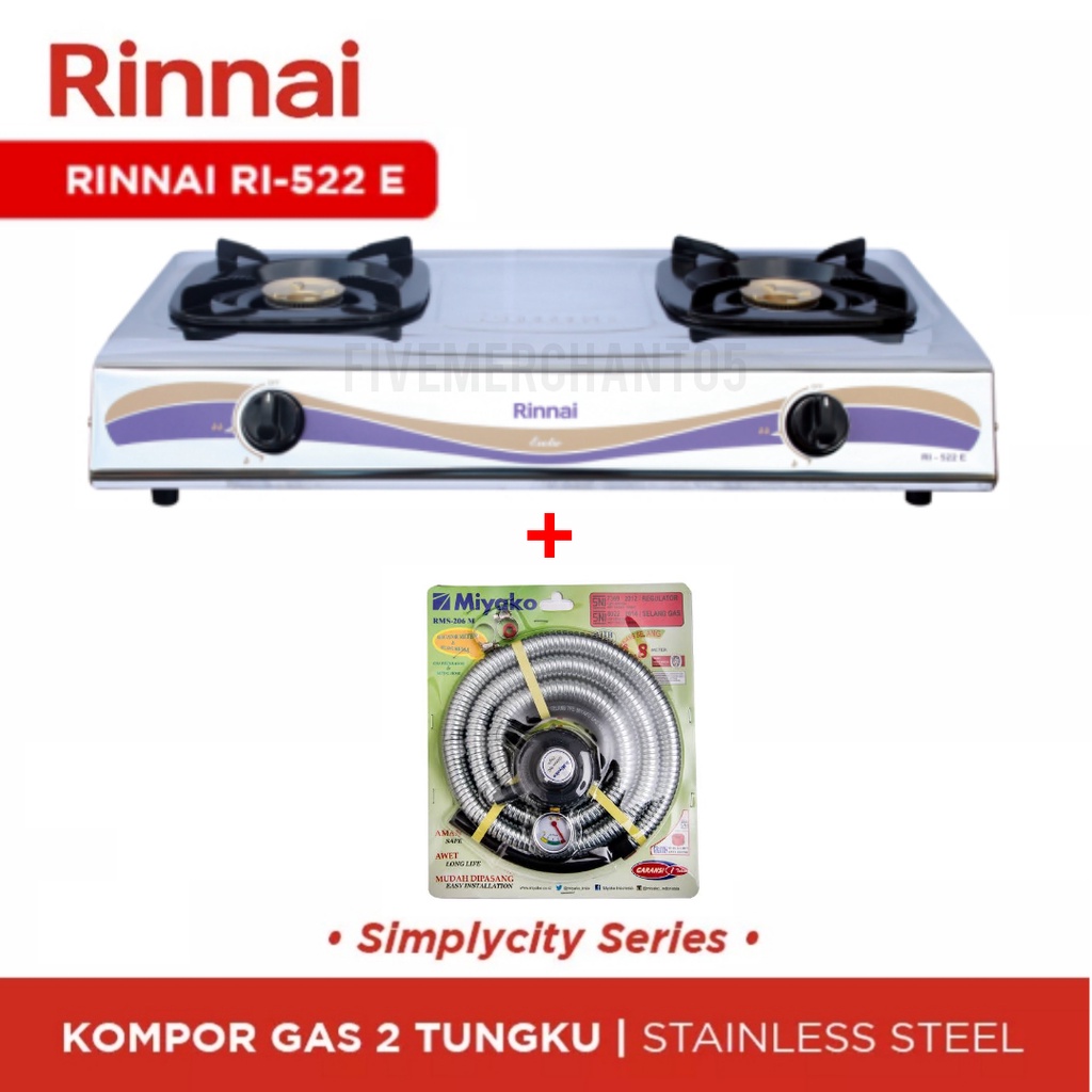 Jual Kompor Gas Rinnai Stainless RI 522E Kompor Stainless Rinnai Kompor Rinnai  522E Kompor Rinai RI 522 E | Shopee Indonesia