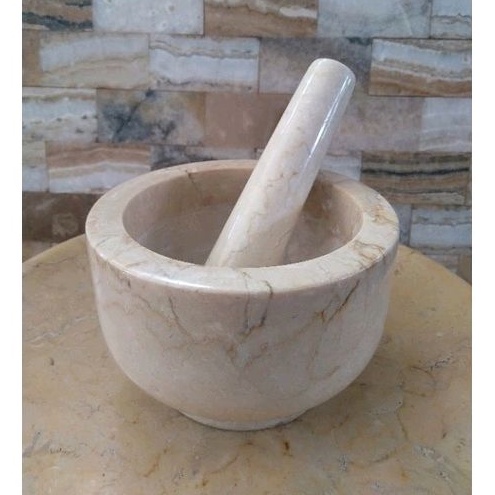 Creative Home Natural Marble Mortar and Pestle Set, Spice Grinder, Gua