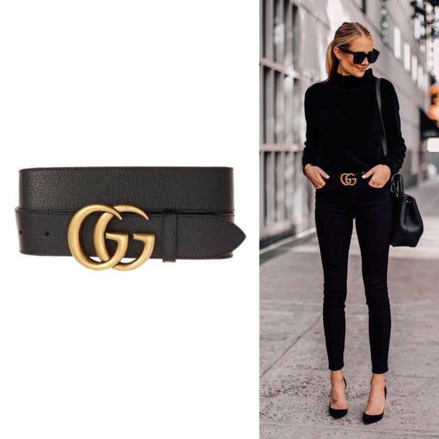 Jual Gucci Marmont Belt 4cm Black GHW Grained Leather Shopee