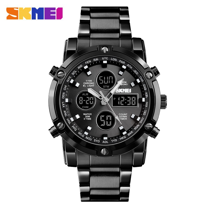 Jual Jam Tangan Pria Digital Analog SKMEI 1389 Black Water