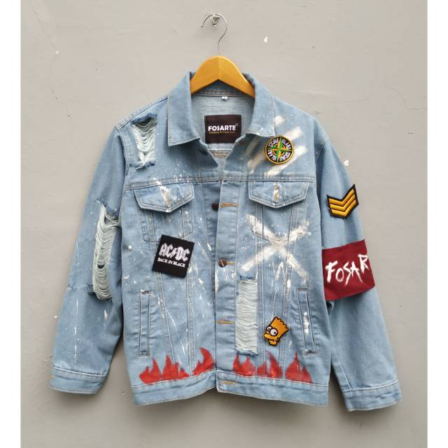 Ripped jeans hot sale jaket