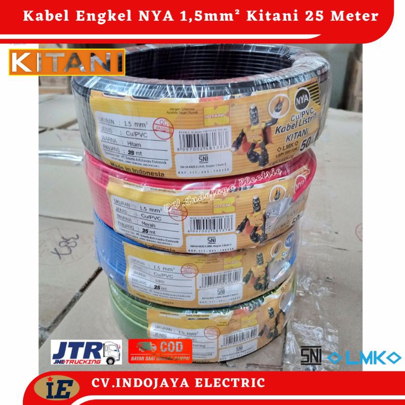 Jual Kabel Listrik Engkel/Tunggal NYA 1,5mm² Kabel Kitani Kabel Panjang 25  - Hitam - Kab. Banyumas - Cv Indojaya Electric