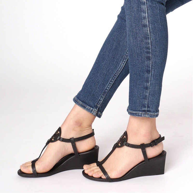 Tory burch sale black wedge sandals