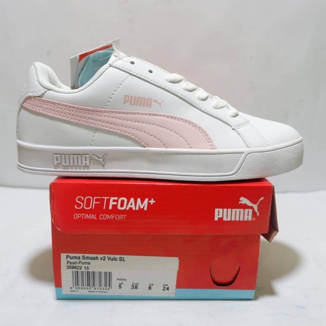 Puma smash vulc hot sale white pink