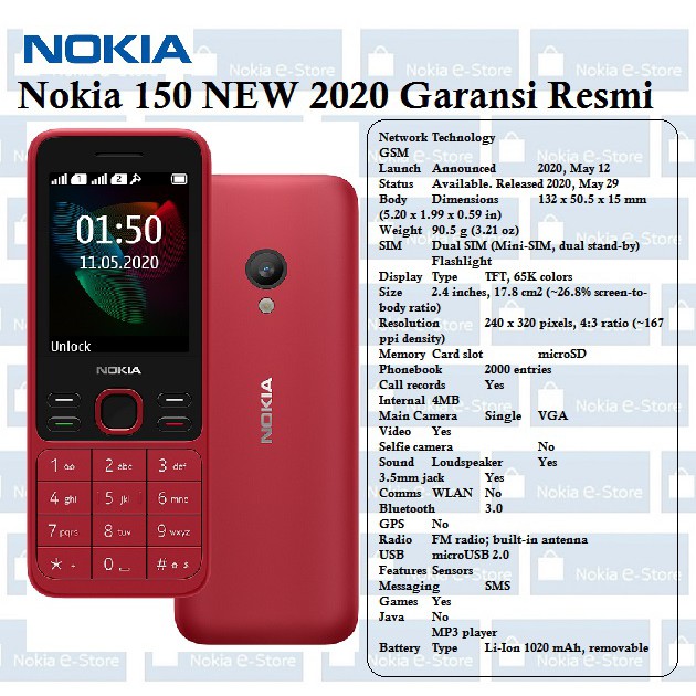 Jual Nokia 150 NEW 2020 Garansi Resmi | Shopee Indonesia