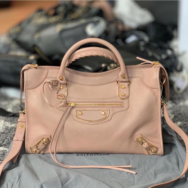 READY STOCK Balenciaga city edge reguler 38cm rose de sable ghw