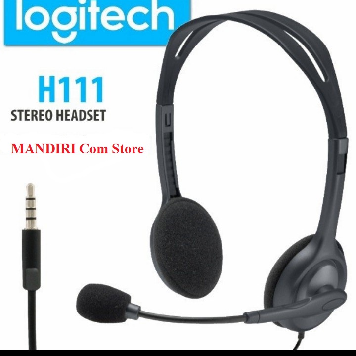 Jual Logitech H111 Stereo Headset With Mic Headphone Earphone