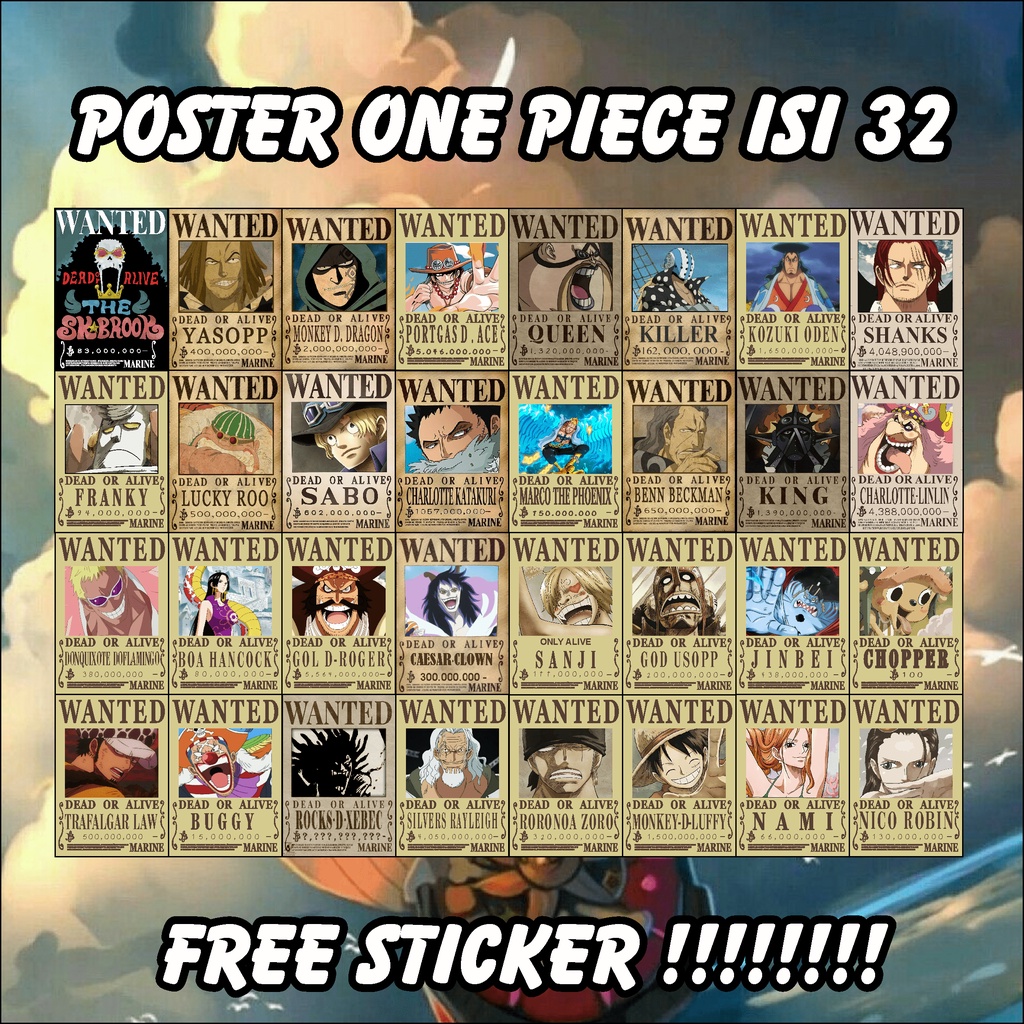 Jual Sticker Stiker Wanted One Piece / Stiker One Piece Wanted