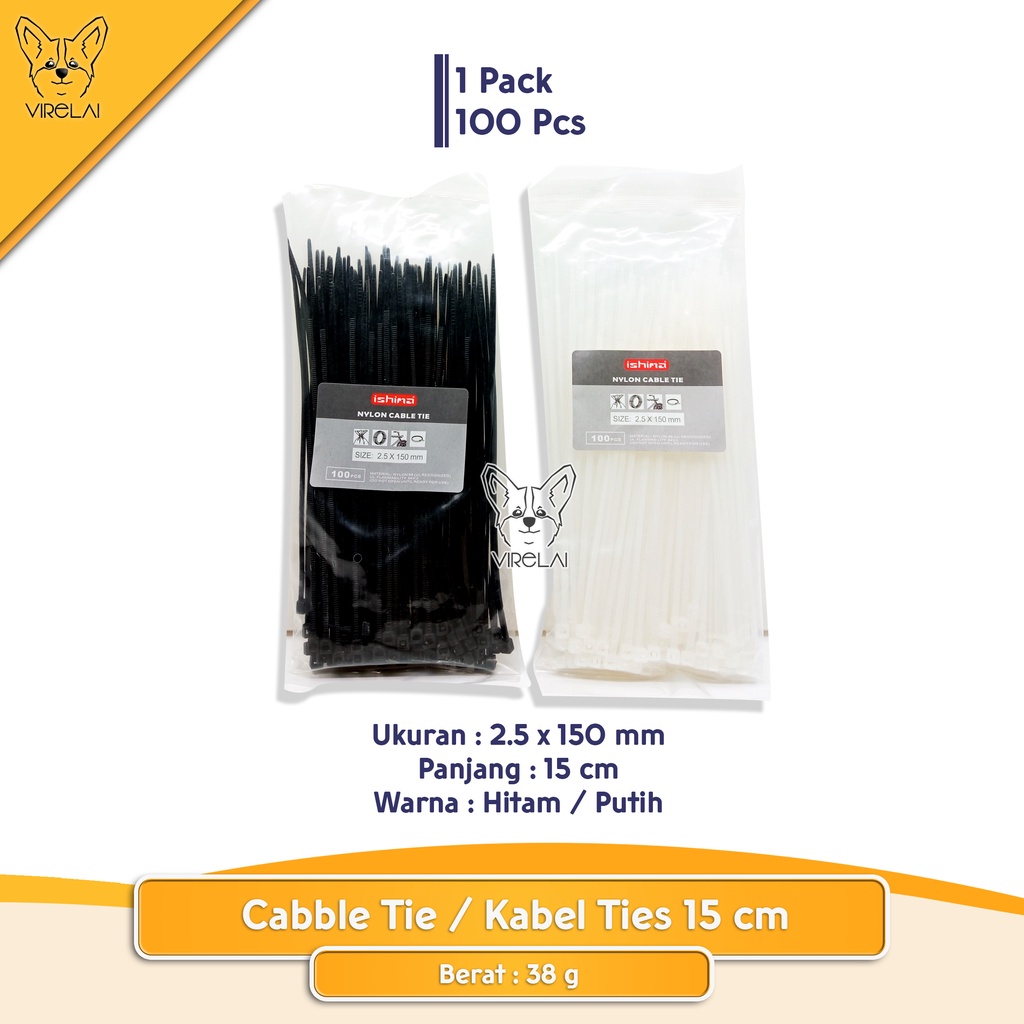 Jual Nylon Cable Tie / Tyraps / Kable Ties 2.5 x 150 mm WHITE