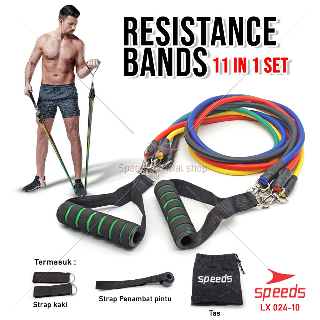 Jual SPEEDS Resistance Bands 11 in 1 Set Tali Pembantu Resistance