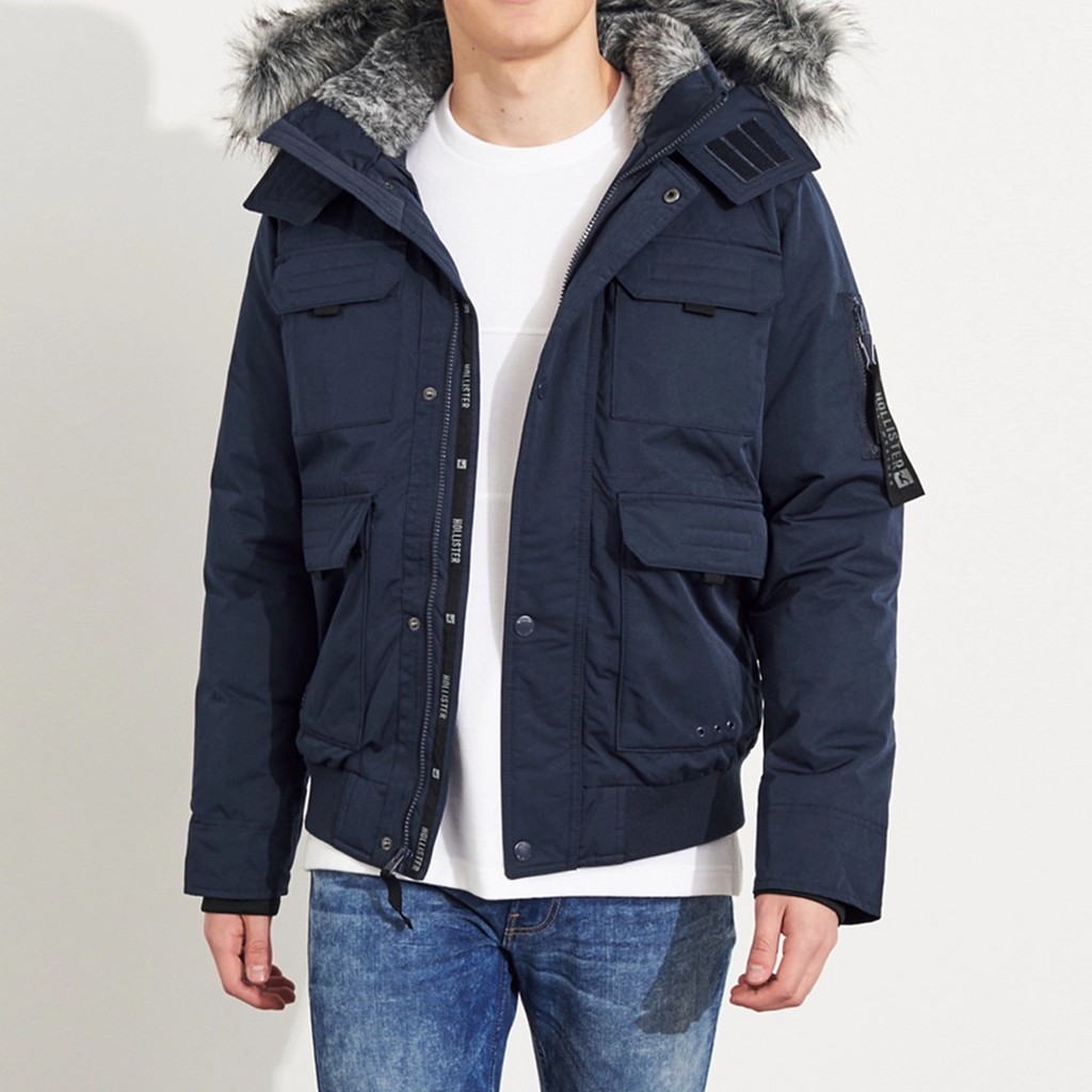 Hollister down bomber clearance jacket