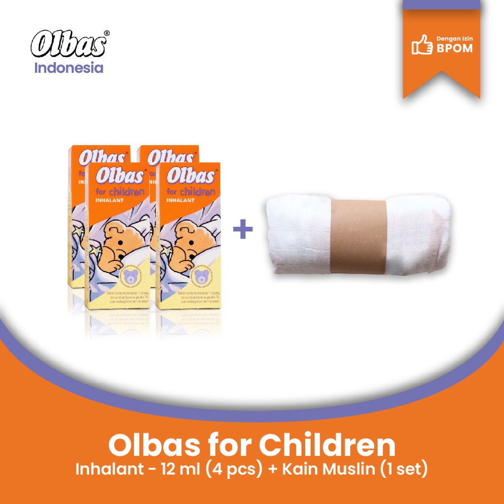 Jual Olbas for Children Minyak Inhalan Dekongestan Bayi dan Anak 12 ml –  BPOM RI - [Bundle] 4 Pcs + 1 Kain Muslin | Shopee Indonesia