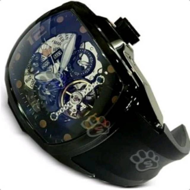 Jual Jam tangan Pria Automatic Corum Strap Rubber Black Bezel