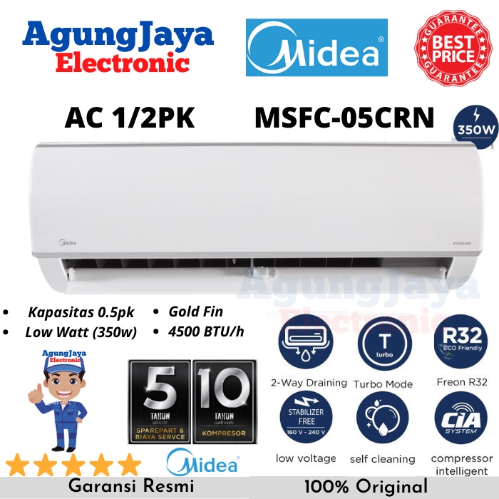 ac midea 0.5 pk