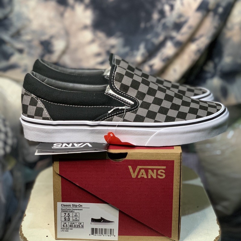 Vans slip on checkerboard hot sale pewter