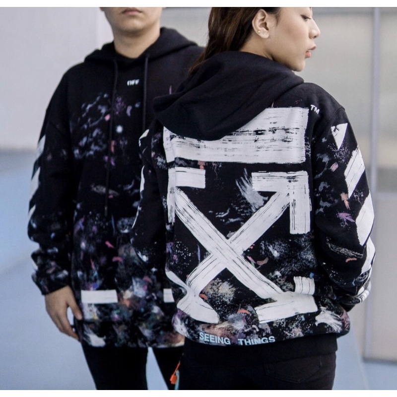 Off white deals hoodie galaxy original