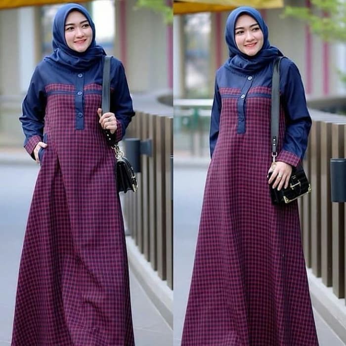 Jual Gamis Model Simple Sederhana Motif Kotak Kotak Kekinian Terlaris Syari  Wanita Muslim Terbaru Sa N7T6 | Shopee Indonesia