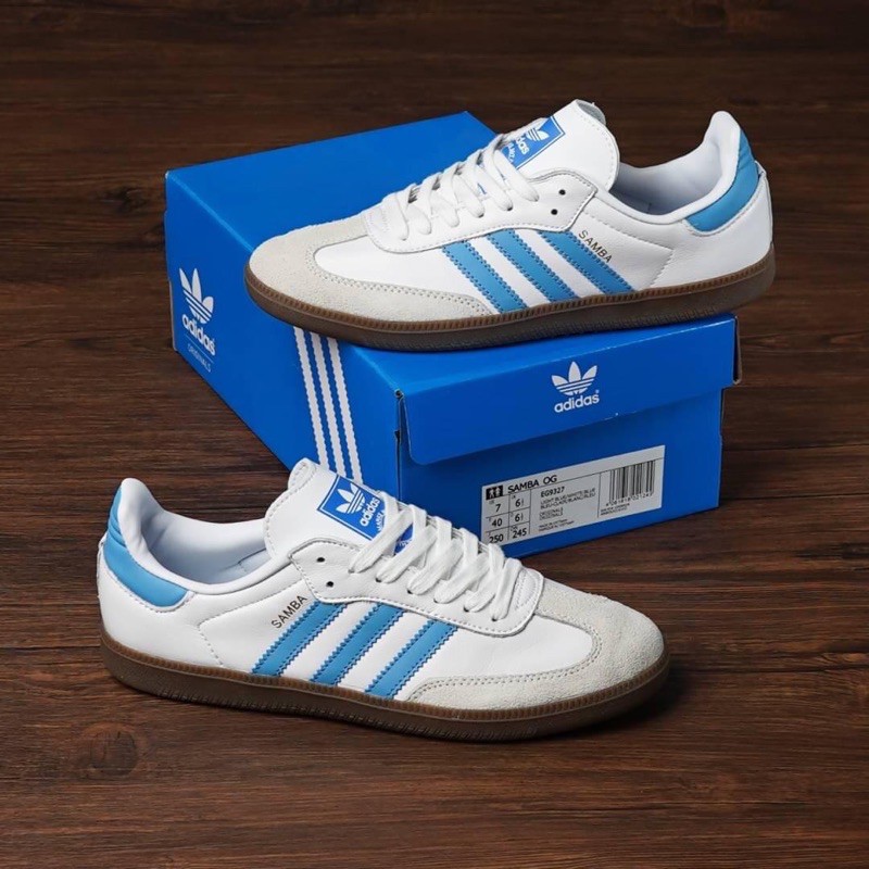 Adidas samba blue sales white