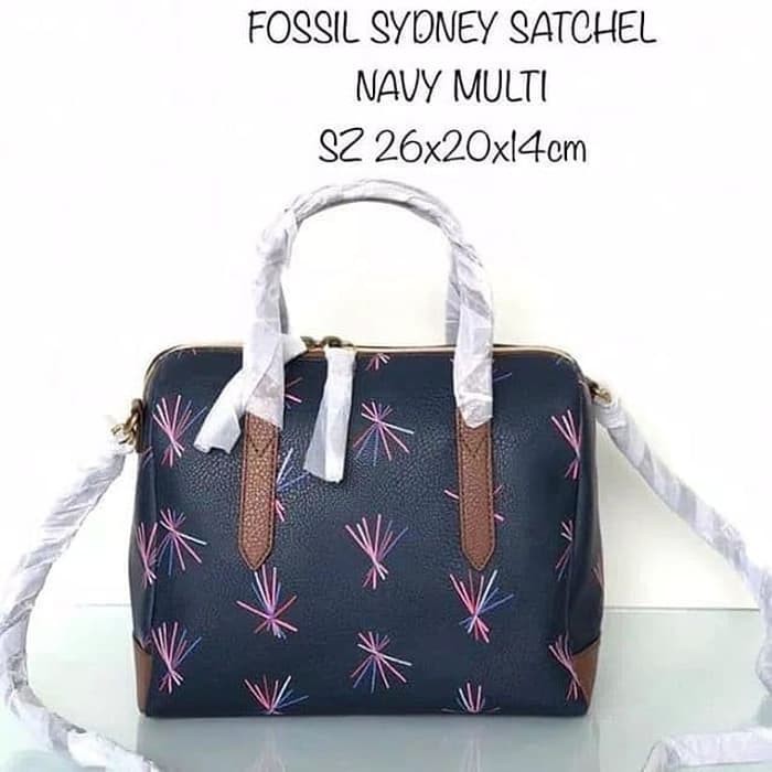 Jual tas Fossil Sydney Satchel Navy Multi original Shopee Indonesia