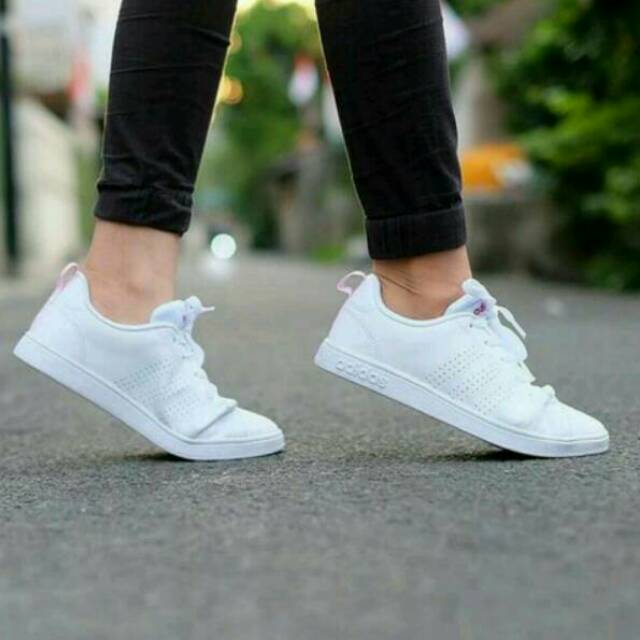 adidas neo advantage clean white pink