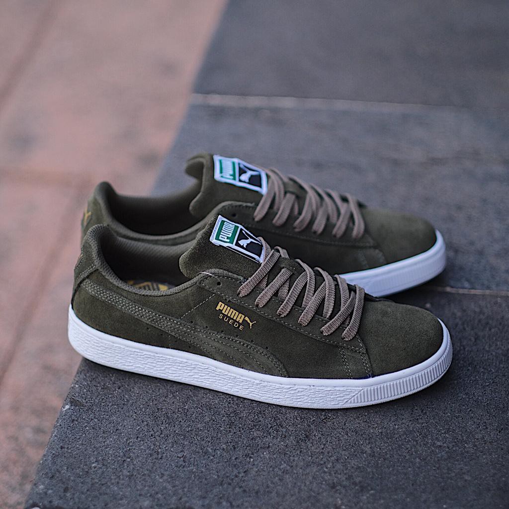 Puma suede cheap army green