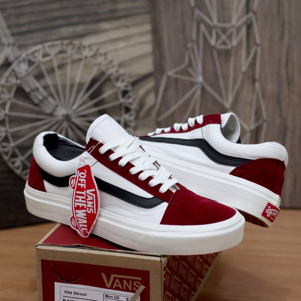 Vans old skool off white maroon sale