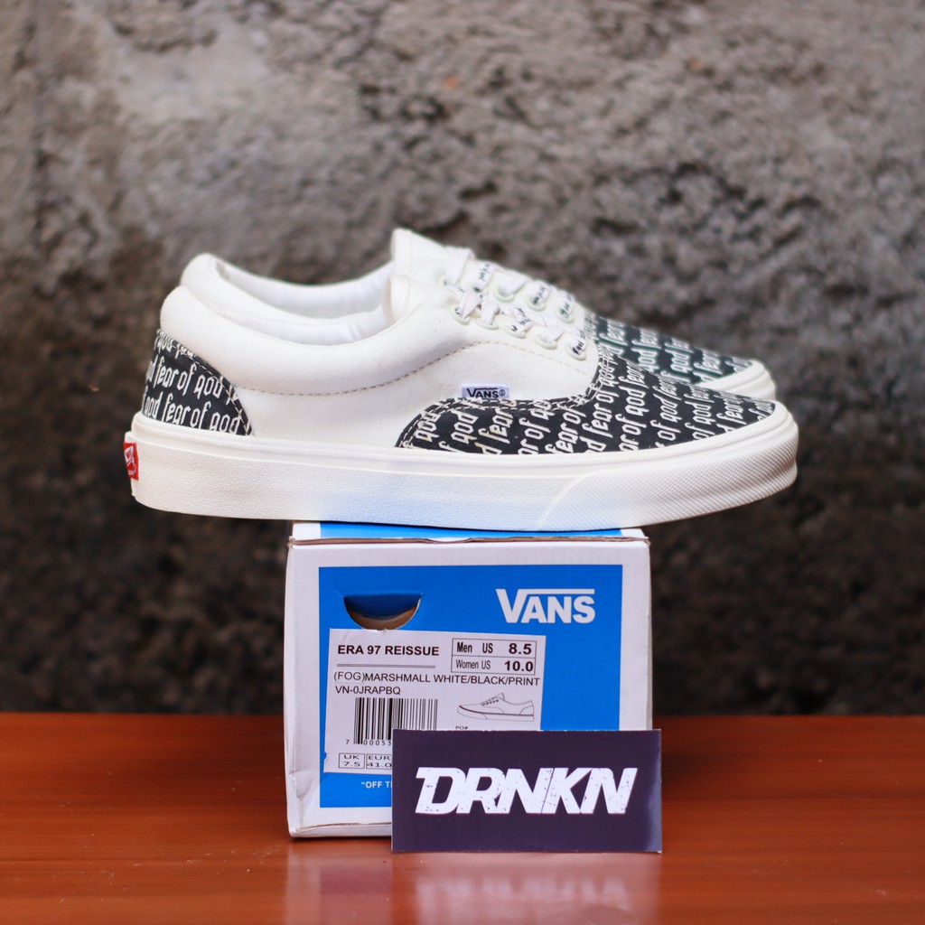 Sepatu Vans Era 97 Reissue Marshmallow Fear of God Fog Print Black True  White - IMPORT BNIB