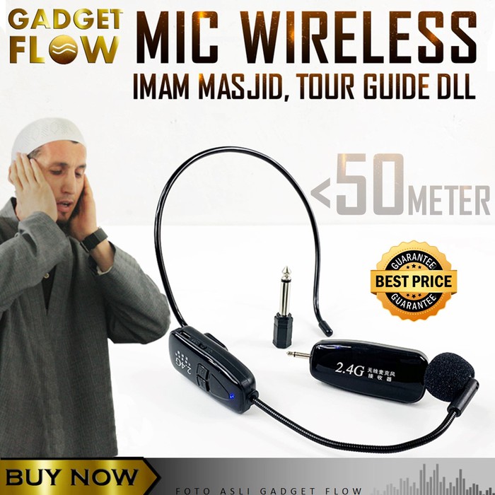 Special Mikrofon Mic Clip On Wireless 2.4G Presentasi Tur Imam Masjid Musholla Berkualitas