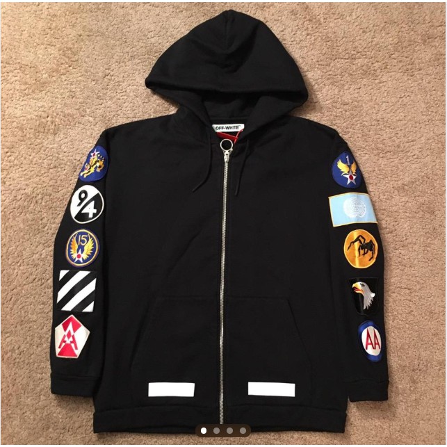 Off white patch store zip hoodie