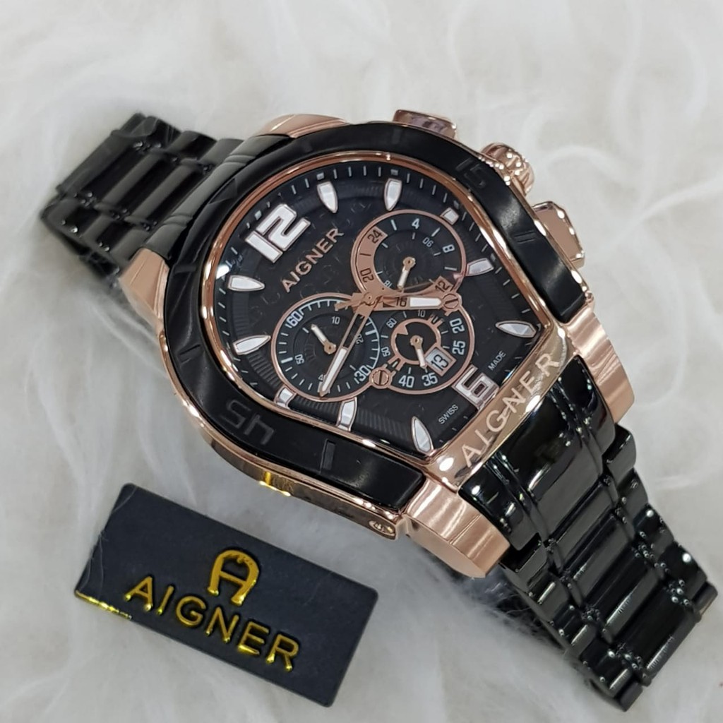 Jam Tangan Wanita Aigner Palermo A58500 Stainless Steel Series Chronograph Aktif