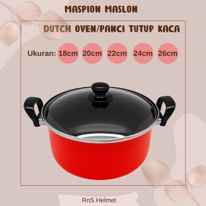 Dutch Oven Maslon Ebonit Handle Glass Cover – Maspion Logam Jawa