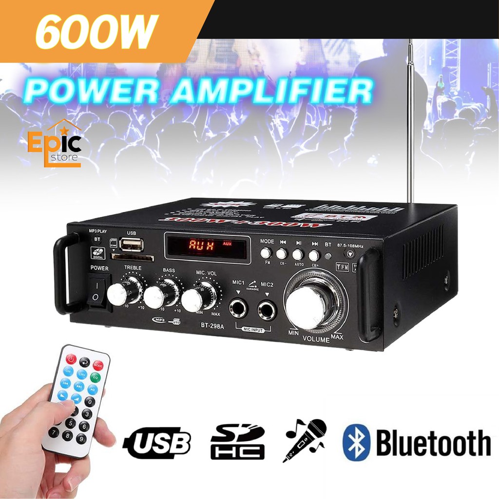 Jual COD Power Ampli Amplifier Bluetooth Karaoke Home Theater FM Radio 600W  Original