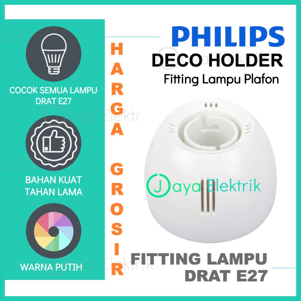 Fitting Plafon PHILIPS Deco Holder Putih E27 Rumah Lampu PHILIPS Essential Grosir
