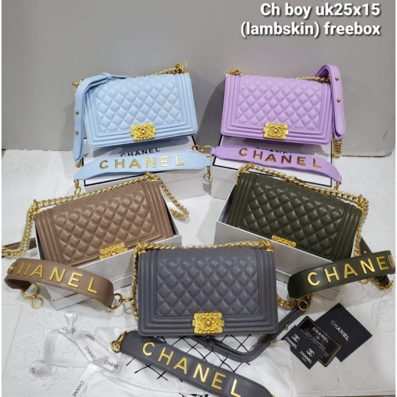 Jual TAS CHANEL BOY WORLD LAMBSKIN FREE BOX Shopee Indonesia