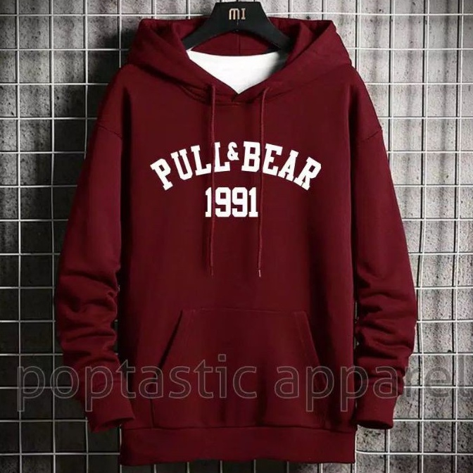 Hoodie pull and store bear merah maroon