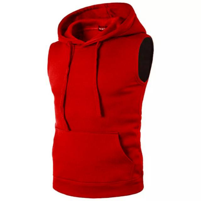 Jual Sleeveless Hoodie Red Jaket Hoodie Tanpa Lengan Merah | Shopee Indonesia
