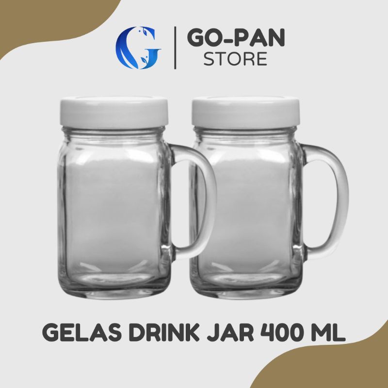 DRINKING JAR IMPORT / MUG / MASON / GELAS KACA HARVEST 450ML