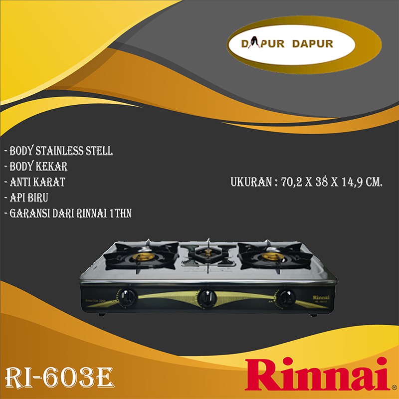 Jual Kompor Gas 3 Tungku Rinnai (RI-603E) | Shopee Indonesia