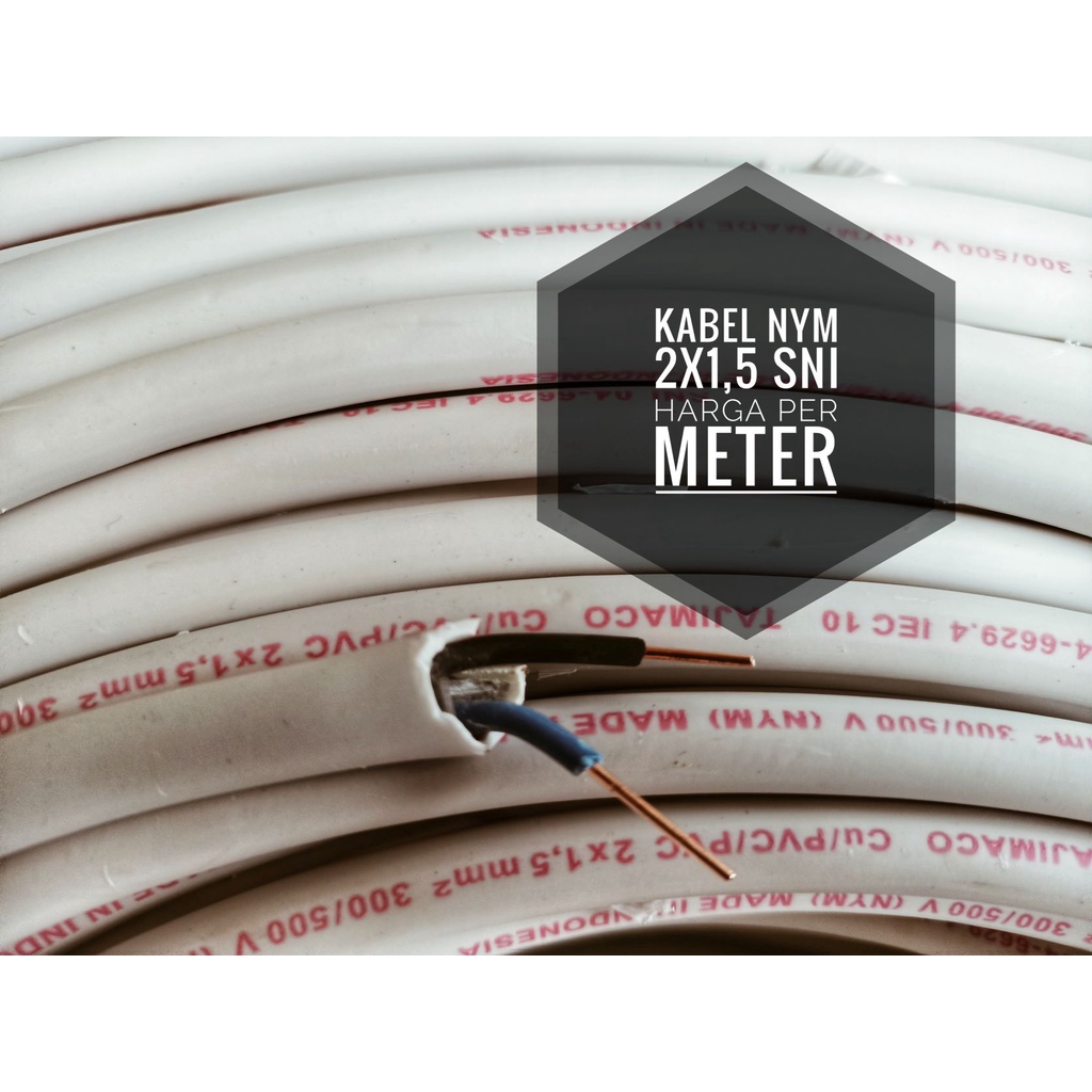 Promo FAVORITE Kabel Listrik NYM 2x1.5 2x1,5 SNI - per Meter