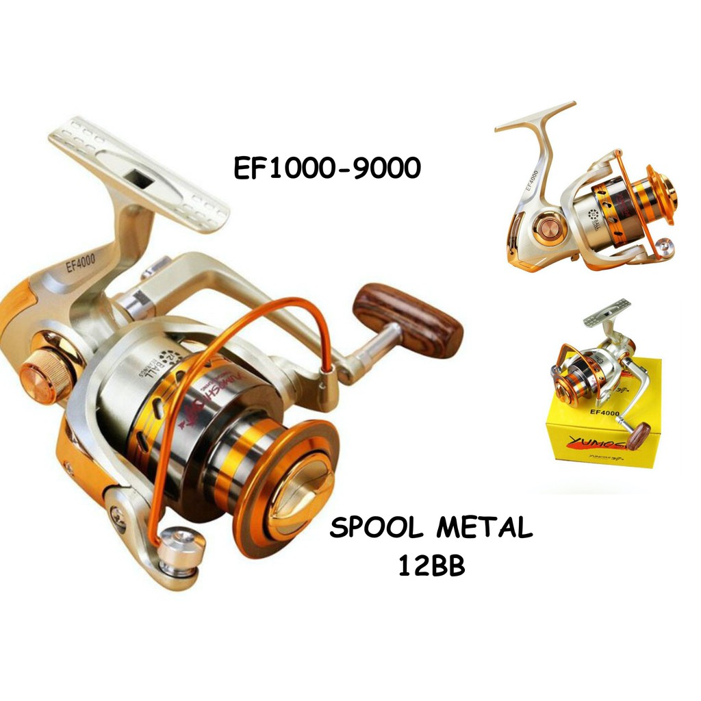 Yumoshi Ef 1000- 9000 Fishing Reel 12Bb 5.5 : 1 Metal Spool Spinning Fishing