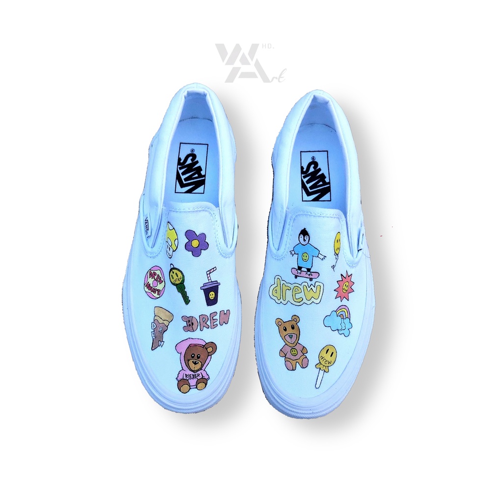 Jual Sepatu vans slip on lukis custom drew justinbieber Shopee